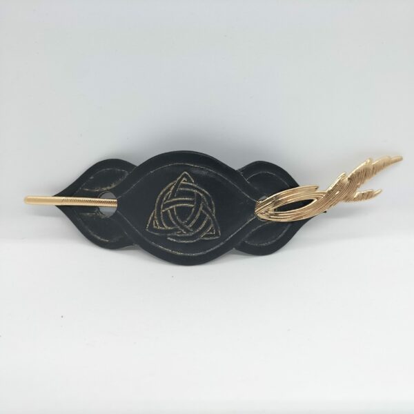 Barrette Petite Triquetra noir et doré