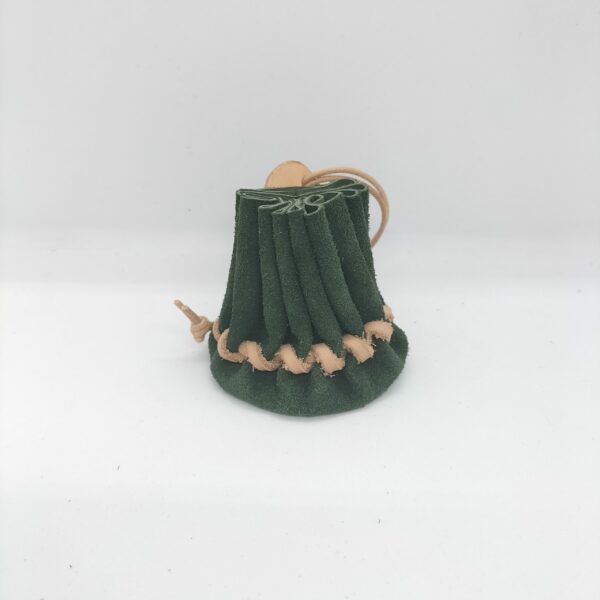 Petite bourse vert et cuir naturel