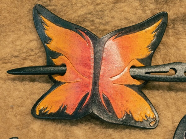 Barrette Papillon rouge et jaune