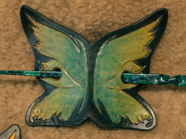 Barrette Papillon turquoise et vert