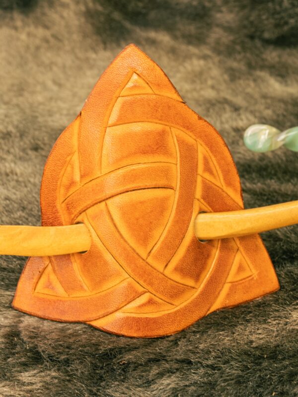 Barrette Grande Triquetra orange et marron